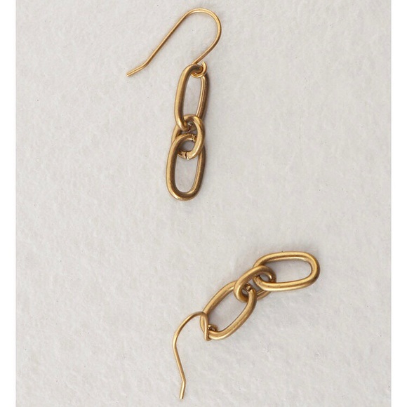 Vintage Brass Gold Chain Linked Earrings - Picture 2 of 4